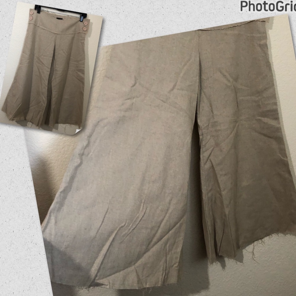 GADZOOKS Small Linen Palazzo Wide Leg Capri Pants Size Zip Button Accents NWOT